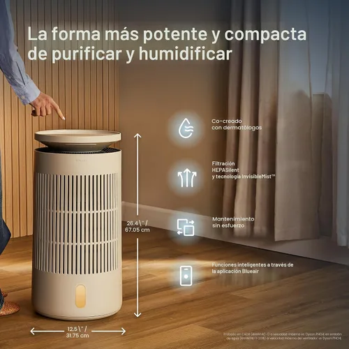 Miniatura 3 de Blueair Purificador de aire y humidificador 2 en 1 Pro para habitaciones grandes, HEPASilent™ elimina el 99.97% de alérgenos, polvo, humo, hasta