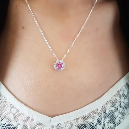 Miniatura 7 de Dazzlingrock Collection - Colgante redondo con halo de diamantes blancos (14 K, 0.217in), oro blanco