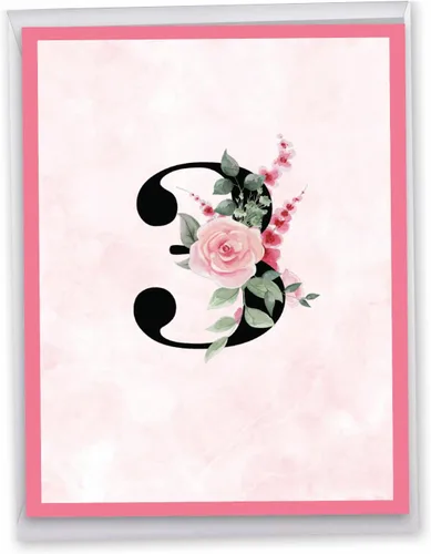 NobleWorks Tarjeta de felicitación de aniversario Jumbo 3rd Milestone de 8.5 x 11 pulgadas con sobre para hombres, mujeres (1 unidad) Floral Couple