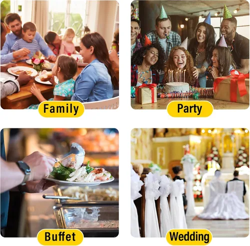 Miniatura 7 de Juego de 2 platos para bufé, de acero inoxidable, rectangular, tamaño matrimonial, 8 cuartos de galón y calentador de buffet para catering, juego