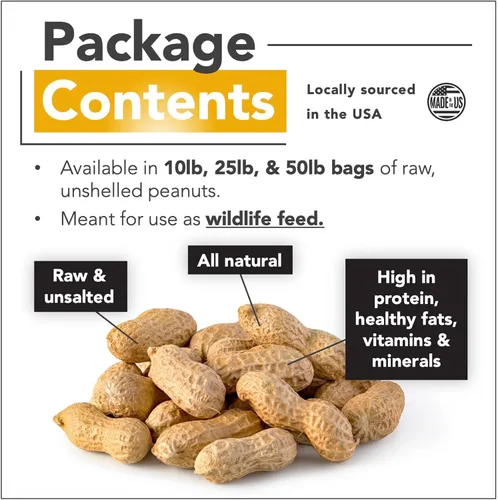 Miniatura 2 de Home and Country USA Cacahuetes crudos para alimentación silvestre (10 libras): nuestros cacahuetes en cáscara son el alimento ideal para atraer