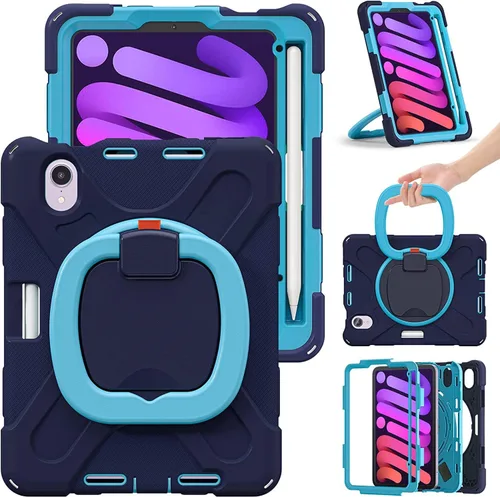 Miniatura 43 de Funda para iPad Air de 3ª generación – Funda resistente para niños con soporte giratorio, soporte para lápices y correa de transporte para iPad