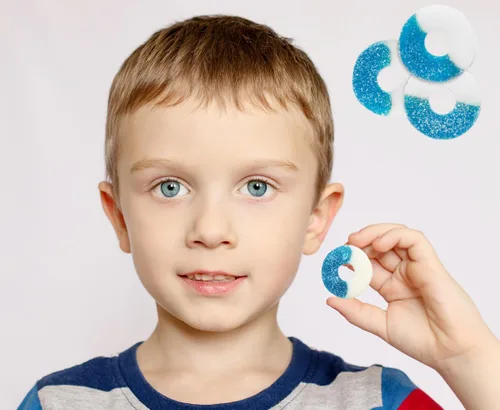 Miniatura 3 de Fruidles Anillos de goma de frambuesa azul, gomitas de sabores de frutas surtidos, aptas para alérgicos, sin OMG, sin edulcorantes artificiales