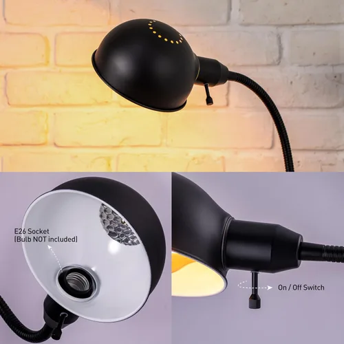 Miniatura 5 de O'Bright Nova - Lámpara de pie ajustable con cuello de ganso flexible y pantalla giratoria, casquillo E26, base de 10 pulgadas - Ideal para lectura