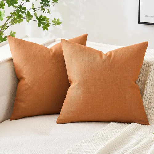 Miniatura 19 de MIULEE - Paquete de 2 fundas de almohada decorativas de lino de arpillera costera, estilo granja, para sofá, coche, sillón, dormitorio, sala de Azul