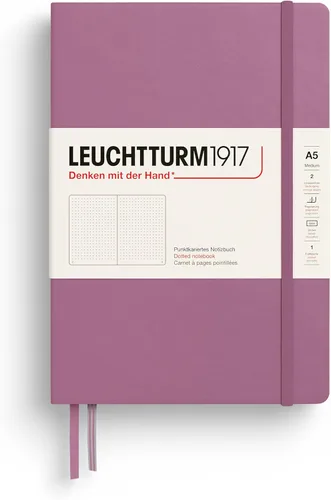 Miniatura 18 de LEUCHTTURM1917 - Cuaderno de tapa dura mediano A5 con 251 páginas numeradas para escritura y diario (lila, con puntos)
