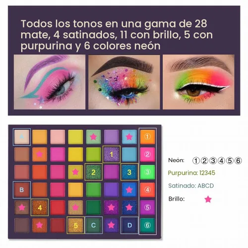 Miniatura 4 de UCANBE EXOTIC FLAVORS - Paleta de maquillaje de sombra de ojos de neón – 48 colores de alta pigmentación – Juego de regalo de paleta de maquillaje