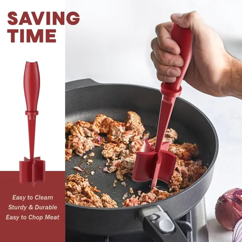 Miniatura 4 de Picador de carne, triturador de hamburguesas mejorado, triturador de carne resistente al calor prémium para carne molida, pavo molido y más, Rojo