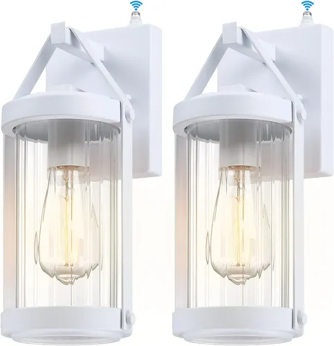 Miniatura 10 de LONEDRUID Paquete de 2 lámparas de pared para exteriores, con sensor de anochecer a amanecer, impermeables, para porche, exteriores, rústico, Marrón