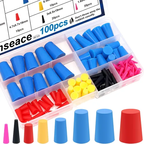 Miniatura 8 de smseace Paquete de 40 tapones de goma de 1/16 pulgada a 5/8 pulgada, tapones de goma de 8 tamaños, tapones de silicona de alta temperatura