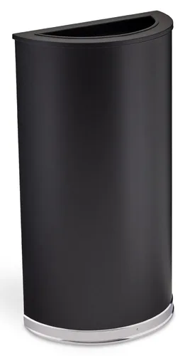 Safco Bote de Basura, Contenedor de Basura de 15 Galones con Tapas Dobles para Basura y Reciclaje, Medio Redondo, Negro