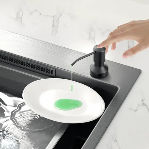 Miniatura 8 de Dispensador de jabón para fregadero de cocina, dispensador de jabón para fregadero de cocina con botella de 17 oz, recarga desde la parte superior