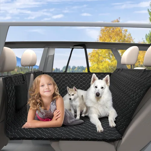 Miniatura 7 de Funda de asiento de automóvil para perro, antideslizante, impermeable, resistente, cinturón de seguridad central, compatible con reposabrazos