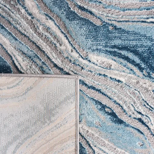 Miniatura 4 de SAFAVIEH Meadow Collection - Alfombra para pasillo, 2 x 7 pies, azul y gris, diseño abstracto moderno, no desprende pelusa y de fácil cuidado, ideal