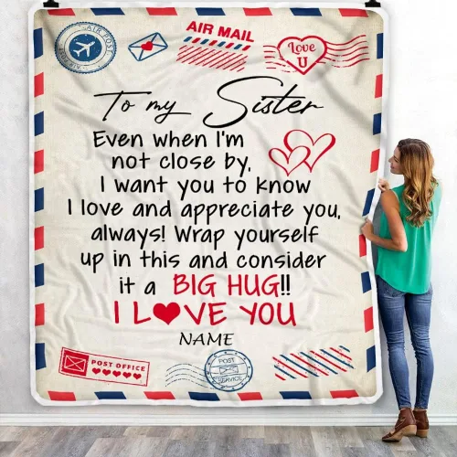 Miniatura 3 de Manta personalizada con texto en inglés «To My Sister from Brother I Love You Hugs» (texto en inglés) con texto en inglés «To My Sister», «I Love