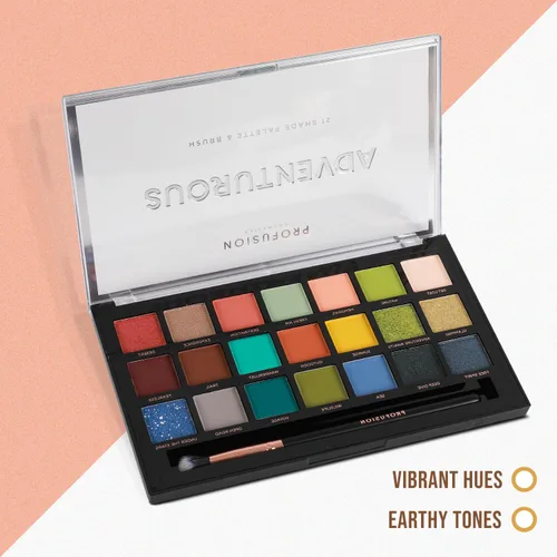 Miniatura 5 de Profusion Cosmetics Paleta de sombras de ojos de 21 tonos con pincel, mate mezclable, brillante y tonos metálicos en tonos neutros llamativos