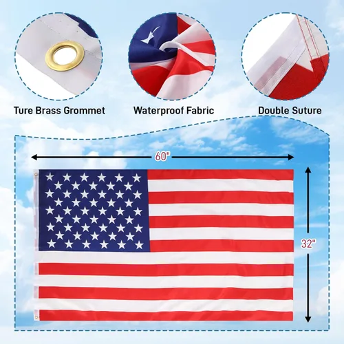 Miniatura 4 de Outvita Mástil de bandera para exteriores, aleación de aluminio de 25 pies, asta de bandera seccional con bandera de Estados Unidos de 3 x 5 pies