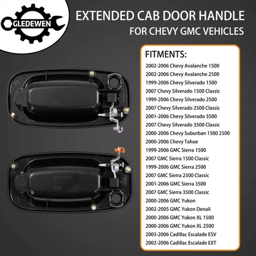 Miniatura 2 de Manija de puerta exterior, compatible con Chevy Silverado Suburban Tahoe Avalanche 1999-2007, GMC Sierra Yukon, Cadillac Escalade, exterior