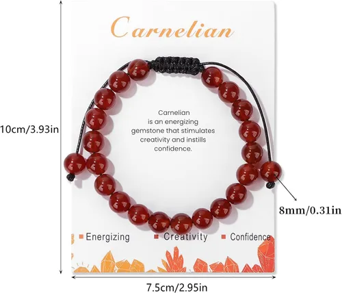 Miniatura 49 de Pulsera de cristal curativo para mujer de 0.315 in, pulsera de cuentas de cristal natural ajustable hecha a mano, joyería curativa, regalo