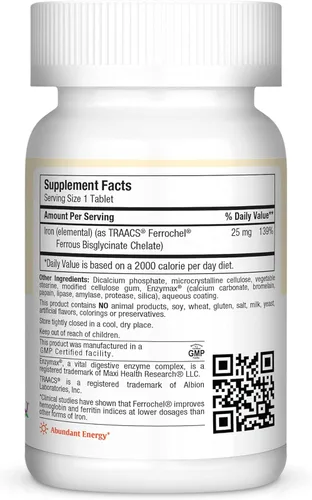 Miniatura 7 de Maxi Health Suplemento de hierro - Suplementos suaves de hierro para hombres y mujeres - fumarato ferroso - Ferrochel 25 mg para anemia y producción