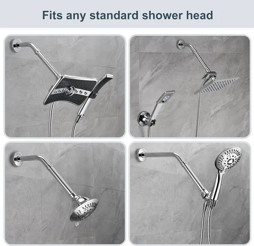 Miniatura 4 de BRIGHT SHOWERS Extensor de brazo de ducha para lluvia y cabezal de ducha de mano, brazo de extensión de cabezal de ducha de 6 pulgadas, extensión