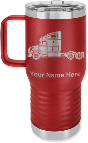 Miniatura 24 de LaserGram Taza de café aislada al vacío de 15 onzas, cabina de camión, grabado personalizado incluido (negro)