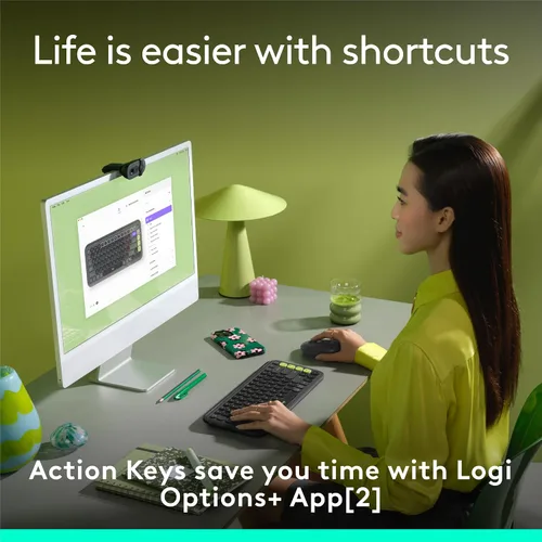 Miniatura 4 de Logitech POP ICON Keys Teclado Bluetooth inalámbrico, escritura cómoda, teclas programables, fácil de cambiar entre hasta 3 dispositivos