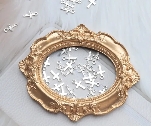 Miniatura 3 de 50 piezas de mini dije de cruz de metal para hacer joyas, encontrar collares, pulseras, aretes, llavero, idea de regalo de bricolaje, accesorios