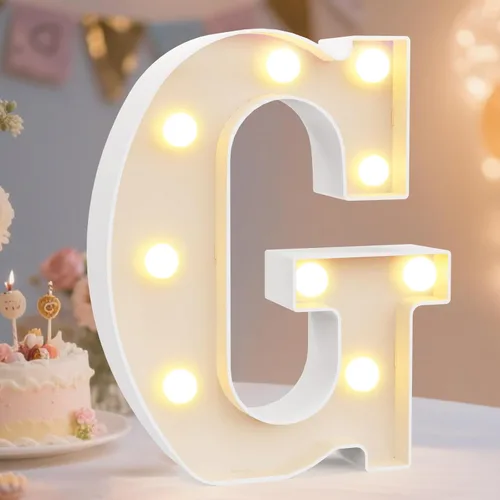 Miniatura 78 de Pooqla Letras con luces LED de marquesina, letras decorativas iluminadas en blanco cálido y blanco frío, letras del alfabeto iluminadas para niños