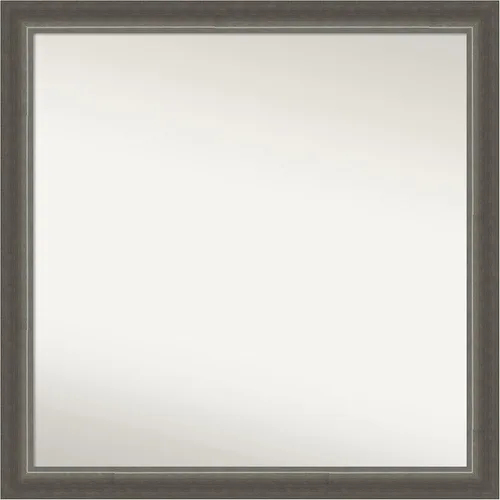 Miniatura 294 de Amanti Art Espejo de baño plateado para sobre fregadero, 25 x 25 pulgadas, espejo de tocador cuadrado estrecho de níquel cepillado, marco de madera
