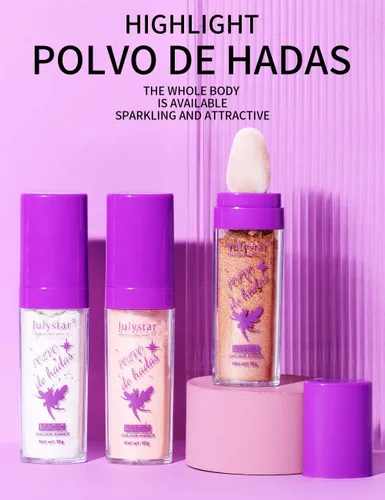 Miniatura 7 de Polvo De Hadas - Palillo de resaltador en polvo con purpurina suelta para contornear polvo facial con brillo (#01 blanco perla)