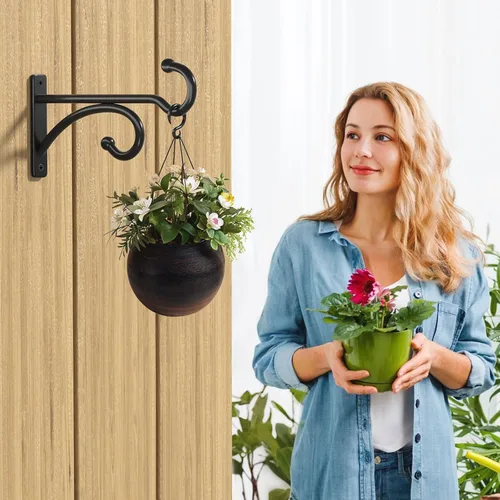 Miniatura 4 de Ganchos para colgar plantas de 6 pulgadas para interiores y exteriores, soportes de pared para plantas colgantes, canastas, campanillas de viento