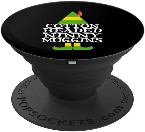 Miniatura 4 de Divertido elfo dirigido a Navidad vacaciones de algodón PopSockets agarre y soporte para teléfonos y tabletas, Negro