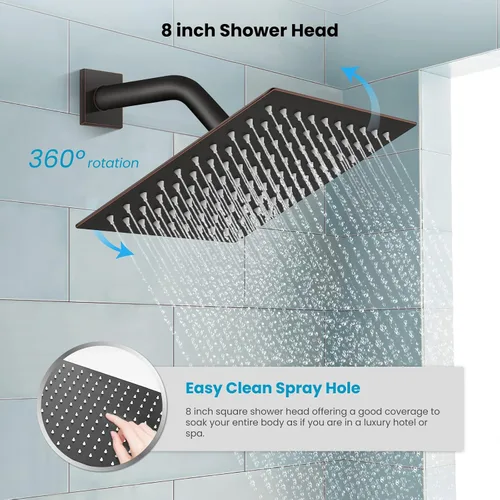 Miniatura 3 de gotonovo Sistema de ducha de lluvia para baño, cabezal de ducha de lluvia y juego de mango, ducha montada en la pared, combo completo de latón