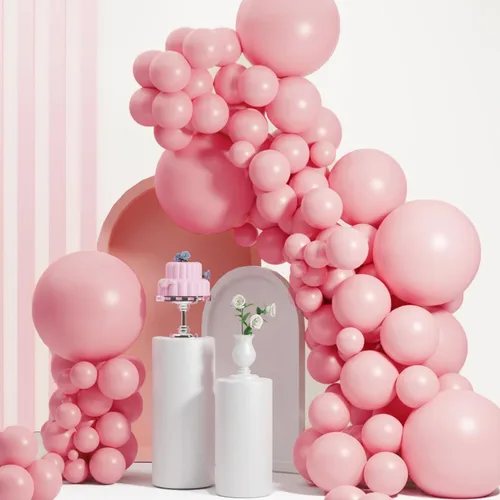 53 globos rosados de doble relleno (18/12/10/5 pulgadas) para fiestas bohemias, baby shower, cumpleaños, bodas (rosa bebé)
