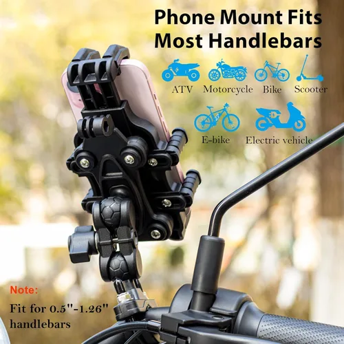 Miniatura 5 de EMERK Soporte para Teléfono de Motocicleta - [Amortiguador de Vibración Dual] [Anti-Vibración Anti-Robo] Soporte para Teléfono de Bicicleta, Cuna