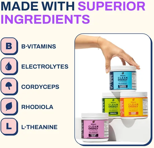 Miniatura 4 de Ethan's Feel Good - Mezcla de bebidas de hidratación y preentrenamiento Cafeína a base de plantas, electrolitos, vitaminas B - Concord Grape