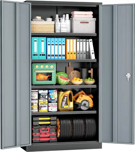 Miniatura 28 de INTERGREAT 67" Tall Bathroom Cabinet, Storage Cabinet with 2 Doors & 1 Drawer, Bathroom Storage Cabinets with Adjustable Shelves, for Living Room