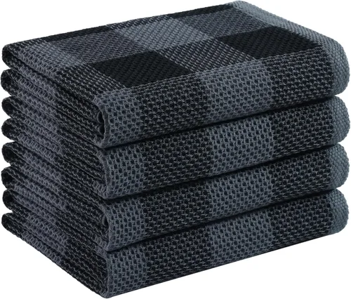Miniatura 44 de Mordimy Toallas de cocina 100% algodón con tejido de gofre, 13 x 28 pulgadas, paños de cocina súper suaves y absorbentes para secar platos, paquete