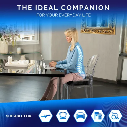 Miniatura 3 de Healthfix® Cojín de asiento de espuma viscoelástica para silla de oficina, almohada ortopédica de coxis para alivio del dolor de coxis y ciática