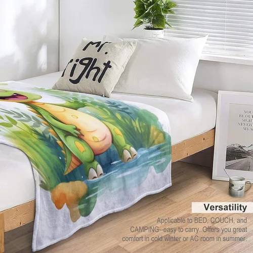 Miniatura 5 de Manta de forro polar de acuarela de selva, manta acogedora de franela de dinosaurio para niños, manta de dinosaurio de 30 x 40 pulgadas para sofá