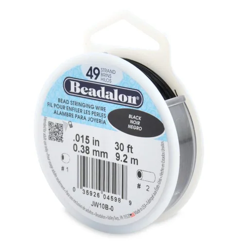Miniatura 10 de Beadalon Alambre de cuerda de cuentas de acero inoxidable de 49 hebras, 0.024 pulgadas / 0.024 in, oro satinado, 30 pies / 30.2 ft Dorado satinado