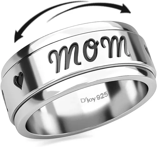 Shop LC - Anillo giratorio de plata de ley 925, bohemio, hecho a mano, joyería única para hombres y mujeres, anillo para aliviar la ansiedad y el