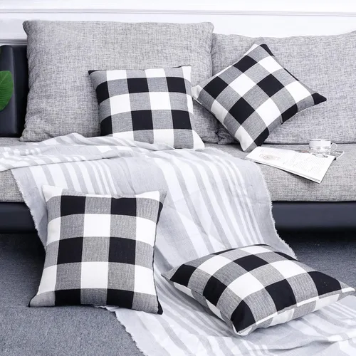 Miniatura 7 de Volcanics Juego de 4 fundas de almohada bohemias de 20 x 20 pulgadas, fundas de cojín decorativas de felpilla neutra para sofá, dormitorio, sala
