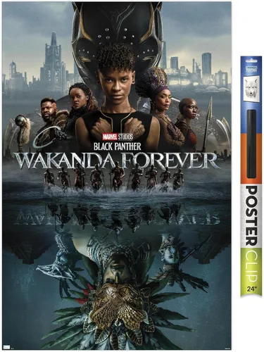 Miniatura 17 de Marvel Black Panther: Wakanda Forever - Póster de pared de una hoja, 22.4 pulgadas de largo x 14.7 pulgadas de ancho, versión enmarcada de madera