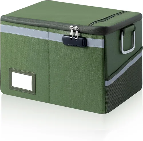 Miniatura 8 de Caja de documentos impermeable ignífuga con cerradura, organizador de archivos portátil plegable, almacenamiento de carcasa dura para colgar cartas