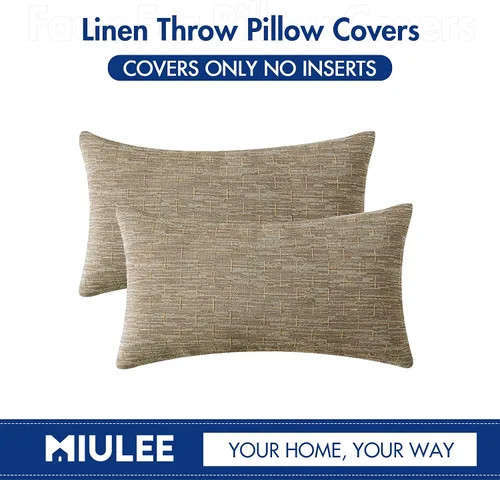Miniatura 225 de MIULEE - Juego de 2 fundas de almohada decorativas de lino de arpillera navideñas, modernas, estilo campestre, rústicas, tejidas, con textura