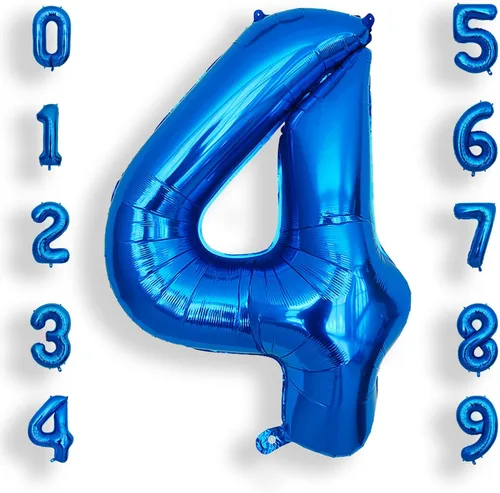 Miniatura 10 de AULE Globos grandes de 40 pulgadas con números 0 azules, globos grandes de números de aluminio, decoraciones de fiesta de cumpleaños de helio