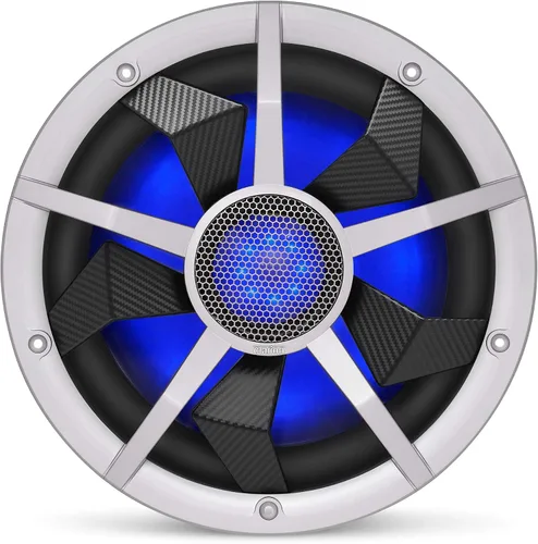 Miniatura 6 de Clarion CM3013WL Subwoofer marino de 12 pulgadas 300 W RMS Manejo de energía Bobinas de voz duales de 2 ohmios Iluminación RGB incorporada Incluye