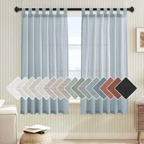Miniatura 41 de H.VERSAILTEX Cortinas aireadas mezcladas de lino natural con pestaña superior para sala de estar, decoración del hogar, material suave y rico que
